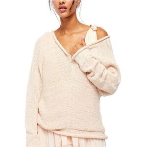 Free People Soft Blush V-Neck Knit Sweater